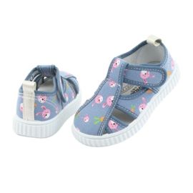 American Club Kinderschuhe mit Klettverschluss blau TEN 32/19 weiß rosa 4