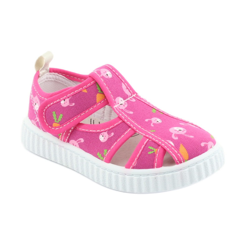 American Club Kinderschuhe mit Klettverschluss rosa TEN 32/19 weiß 1