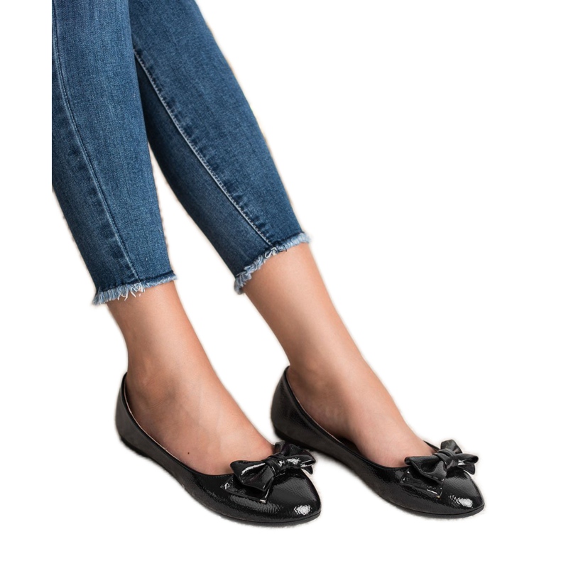 Comer Lackierte Ballerinas mit Schleife schwarz 2