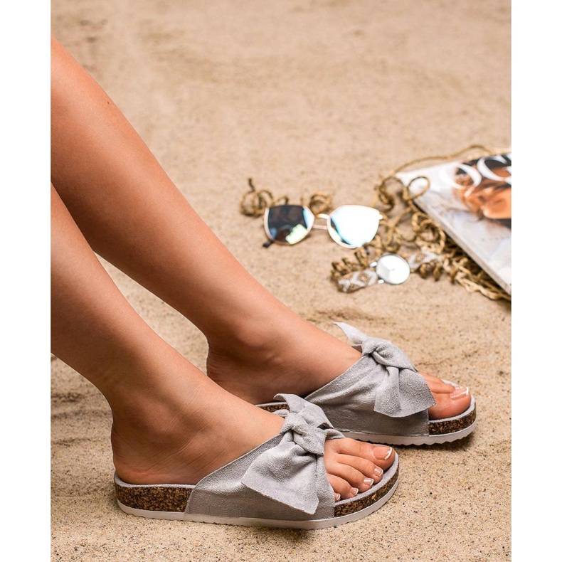 Diamantique Hausschuhe mit Schleife grau 2