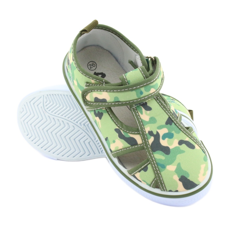 American Club Kinderschuhe mit Klettverschluss grün camo TEN 27/19 braun grau 3