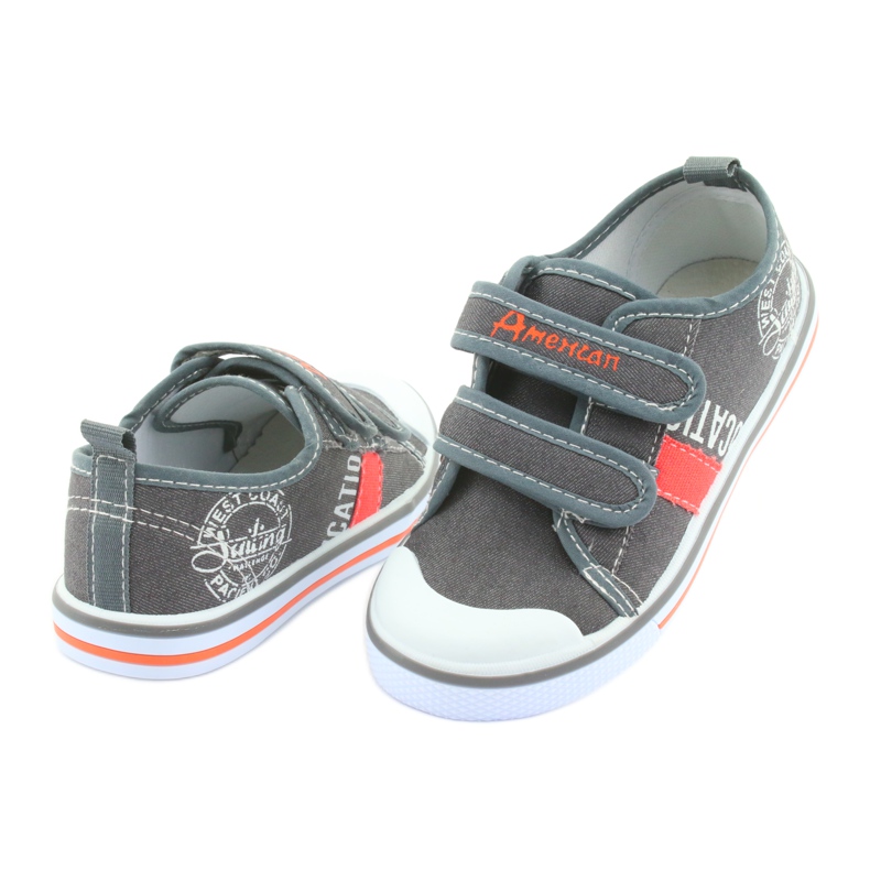 American Club graue Jeans mit Klettverschluss weiß orange 4