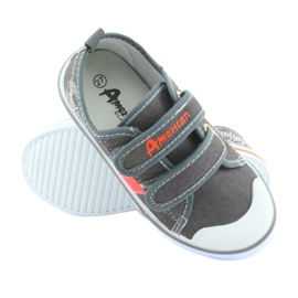 American Club graue Jeans mit Klettverschluss weiß orange 3