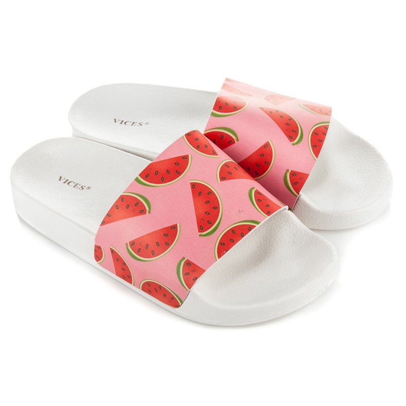 Vices Wassermelone Hausschuhe weiß rot rosa 1