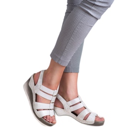 Goodin Bequeme Keilsandalen weiß grau 1