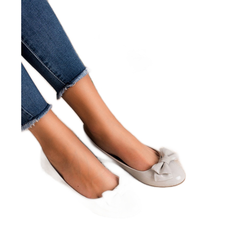 Comer Lackierte Ballerinas mit Schleife grau 2