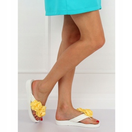 Weiße Flip-Flops TS-33 Weiß gelb 2