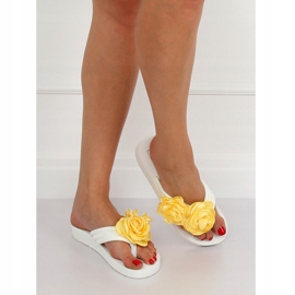 Weiße Flip-Flops TS-33 Weiß gelb 1