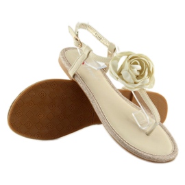 Flip-Flops mit Blumenbeige T314P Beige 2