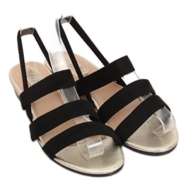 Schwarz SM007 Schwarze Espadrilles-Sandalen 1