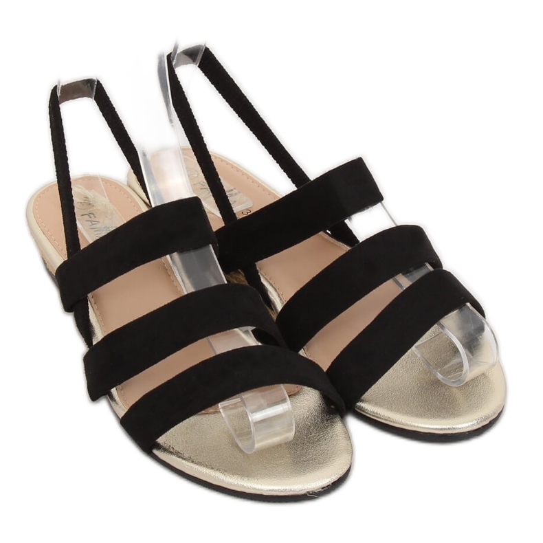 Schwarz SM007 Schwarze Espadrilles-Sandalen 1