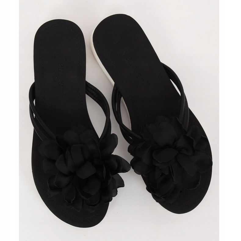 Schwarze Flip-Flops mit Blume CK103 Schwarz 1