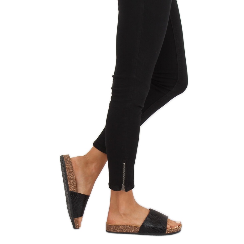 Schwarze Damen Hausschuhe PK44491 Schwarz 1