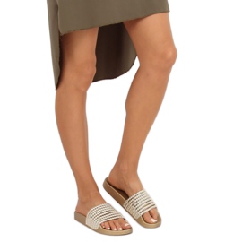 G301 Gold Hausschuhe mit Perlen golden 2