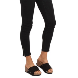 Schwarz GU56 Schwarze Keilpantoffeln 1