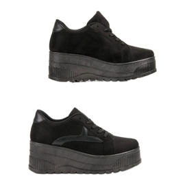 SHELOVET Schwarze Schuhe auf der Plattform 1