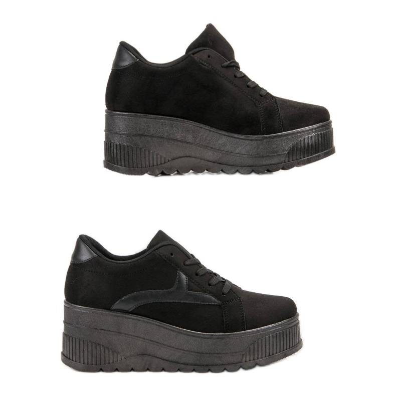 SHELOVET Schwarze Schuhe auf der Plattform 1