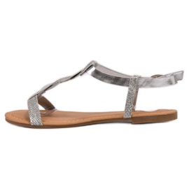 Mannika Silberne flache Sandalen grau 1