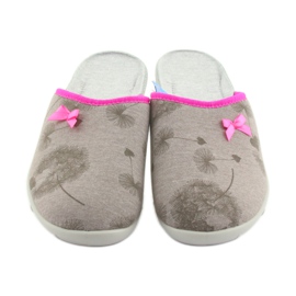 Befado 235d162 graue Hausschuhe rosa 3