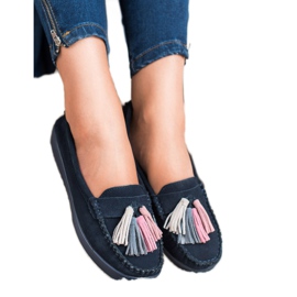 Filippo Loafer aus Leder mit Fransen marineblau 1