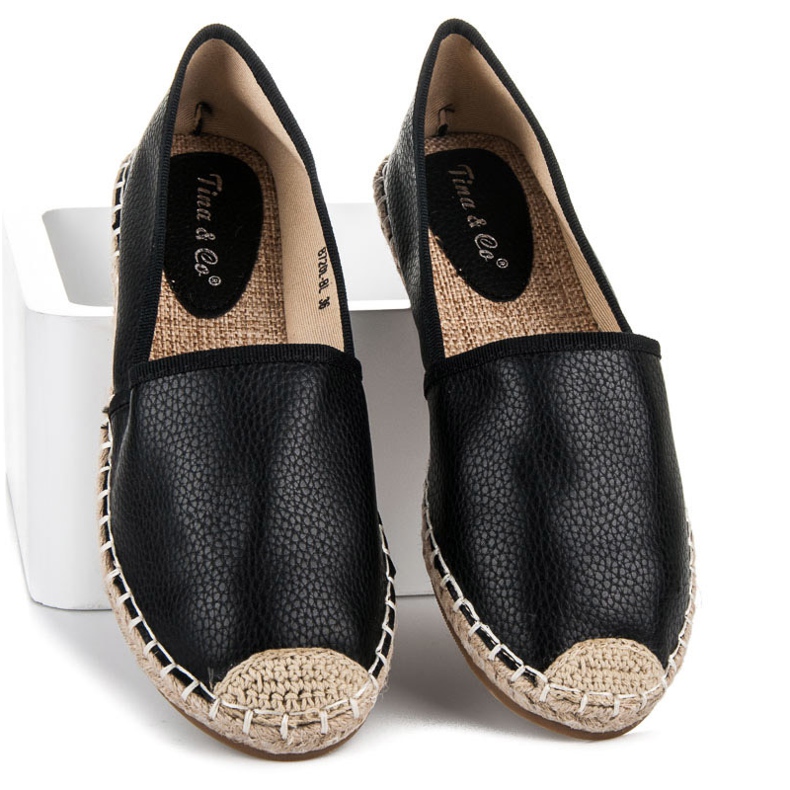 Tina&Co Slip-on-Espadrilles mit Öko-Leder schwarz 1