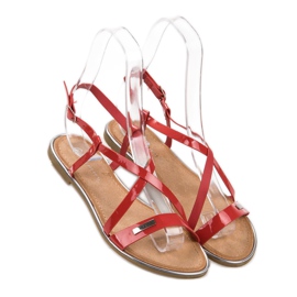 Anesia Paris Lackierte flache Sandalen rot 2