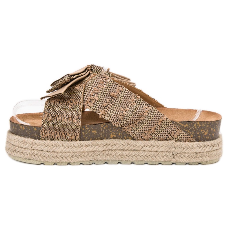 Vices Textilhausschuhe auf der Plattform braun 1