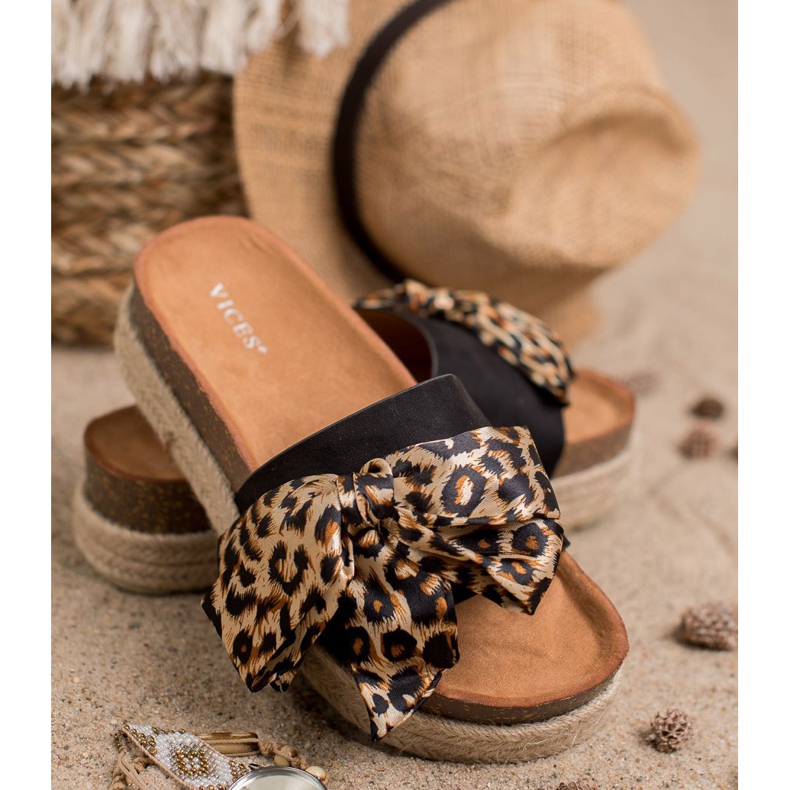 Vices Modische Hausschuhe mit Animal-Print schwarz 2