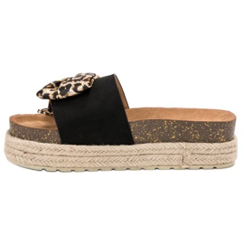 Vices Modische Hausschuhe mit Animal-Print schwarz 1