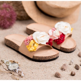 SHELOVET Wildlederhausschuhe mit Blumen braun 2