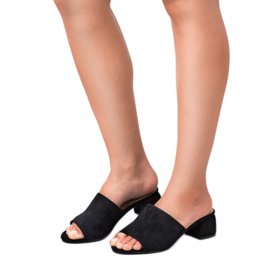 Wildlederpantoffeln an der VINCEZA Post schwarz 1