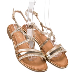 Bestelle Flache Sandalen mit Schlangenmuster gelb 1