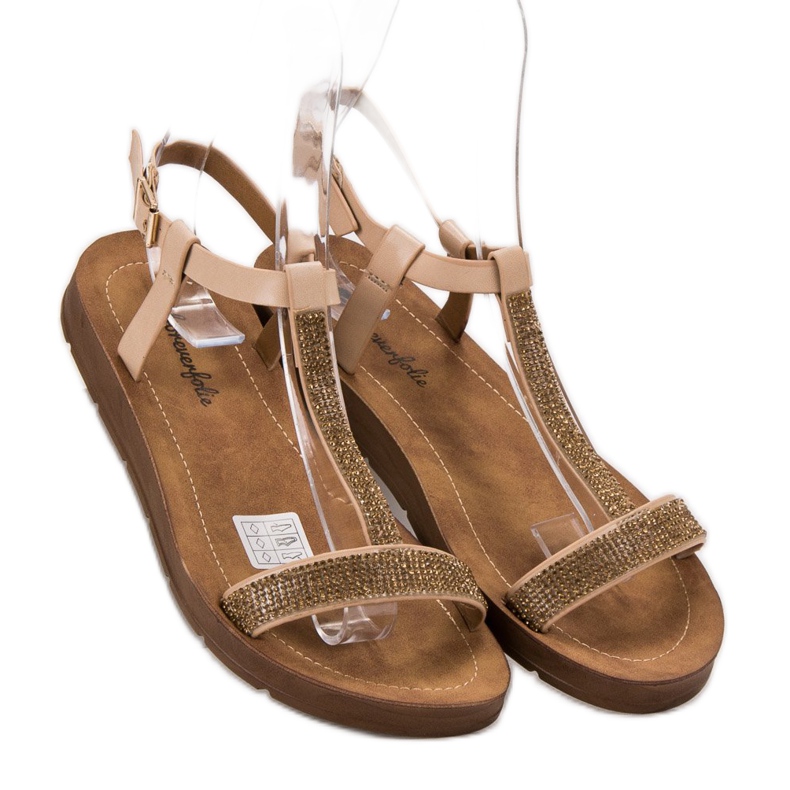 Forever Folie Sandalen mit Zirkonia braun 1