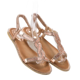 SHELOVET Verzierte Sandalen mit Gummiband rosa 2