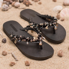 SHELOVET Flip-Flops aus Gummi mit Ornamenten schwarz 2