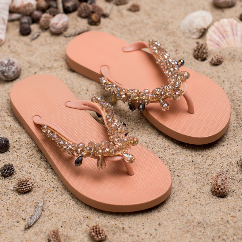 SHELOVET Flip-Flops aus Gummi mit Ornamenten gelb 1
