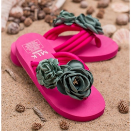 SHELOVET Leichte Flip-Flops mit Blumen rosa 2
