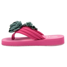 SHELOVET Leichte Flip-Flops mit Blumen rosa 1