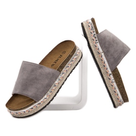 Jumex Verzierte Hausschuhe auf der Plattform grau 1