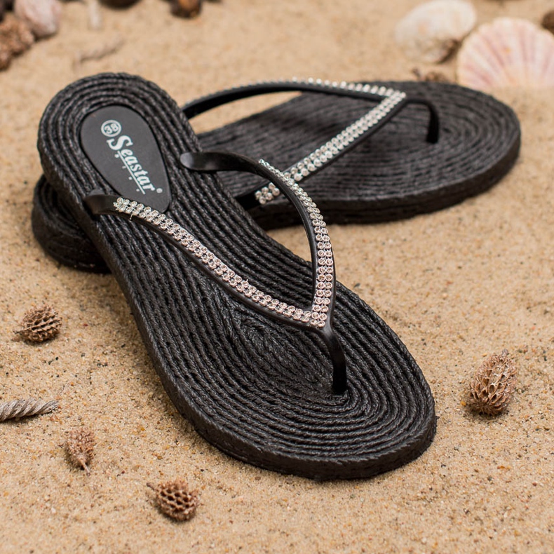 Seastar Flip-Flops mit Zirkonia schwarz 1
