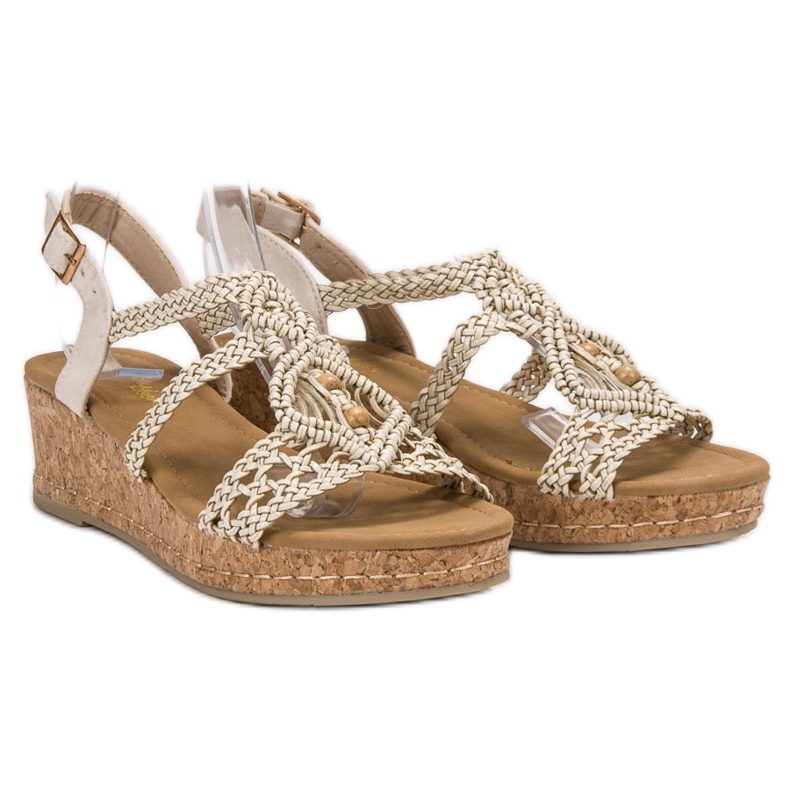 SHELOVET Boho geflochtene Sandalen braun 1