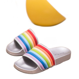 Sweet Shoes Bunte Gummi-Flip-Flops grau mehrfarbig 1