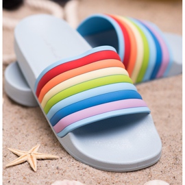 Sweet Shoes Bunte Gummi-Flip-Flops blau mehrfarbig 1