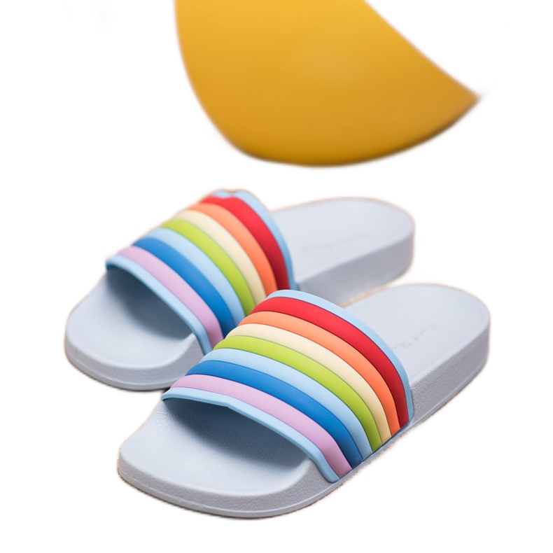 Sweet Shoes Bunte Gummi-Flip-Flops blau mehrfarbig 2