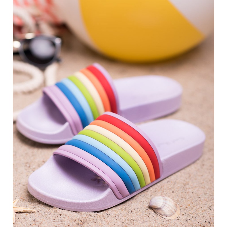Sweet Shoes Bunte Gummi-Flip-Flops violett mehrfarbig 1