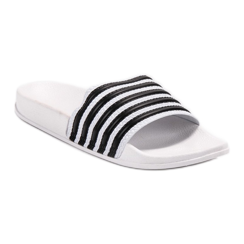 SHELOVET Sportliche gestreifte Hausschuhe weiß 1