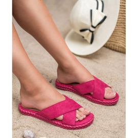 SHELOVET Wildleder Hausschuhe lila 1
