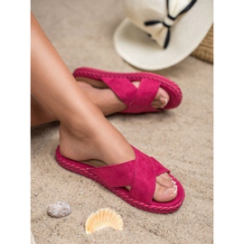 SHELOVET Wildleder Hausschuhe lila 2