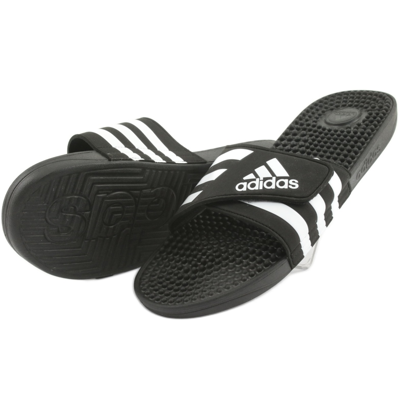 Adidas Adissage M F35580 Flip-Flops mit Klettverschluss weiß schwarz 3