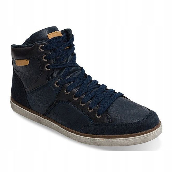 Hohe Sneakers Naturleder XF117 Marineblau 2